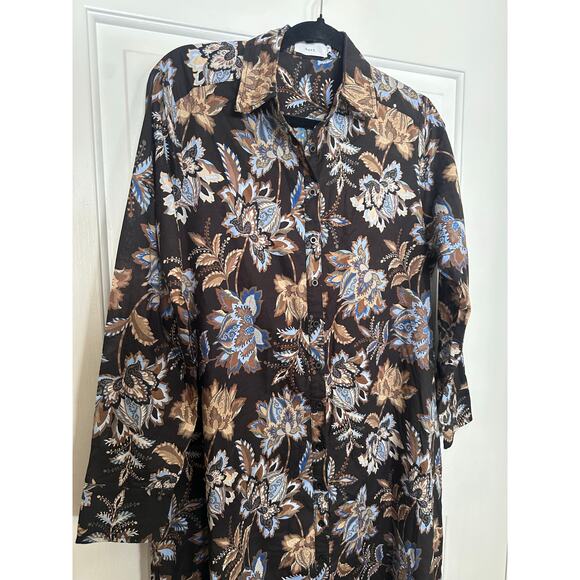 Maye Dress Women XS Brown Issa Zingara Paisley Print Long Sleeve Midi Shirtdress - Picture 6 of 9